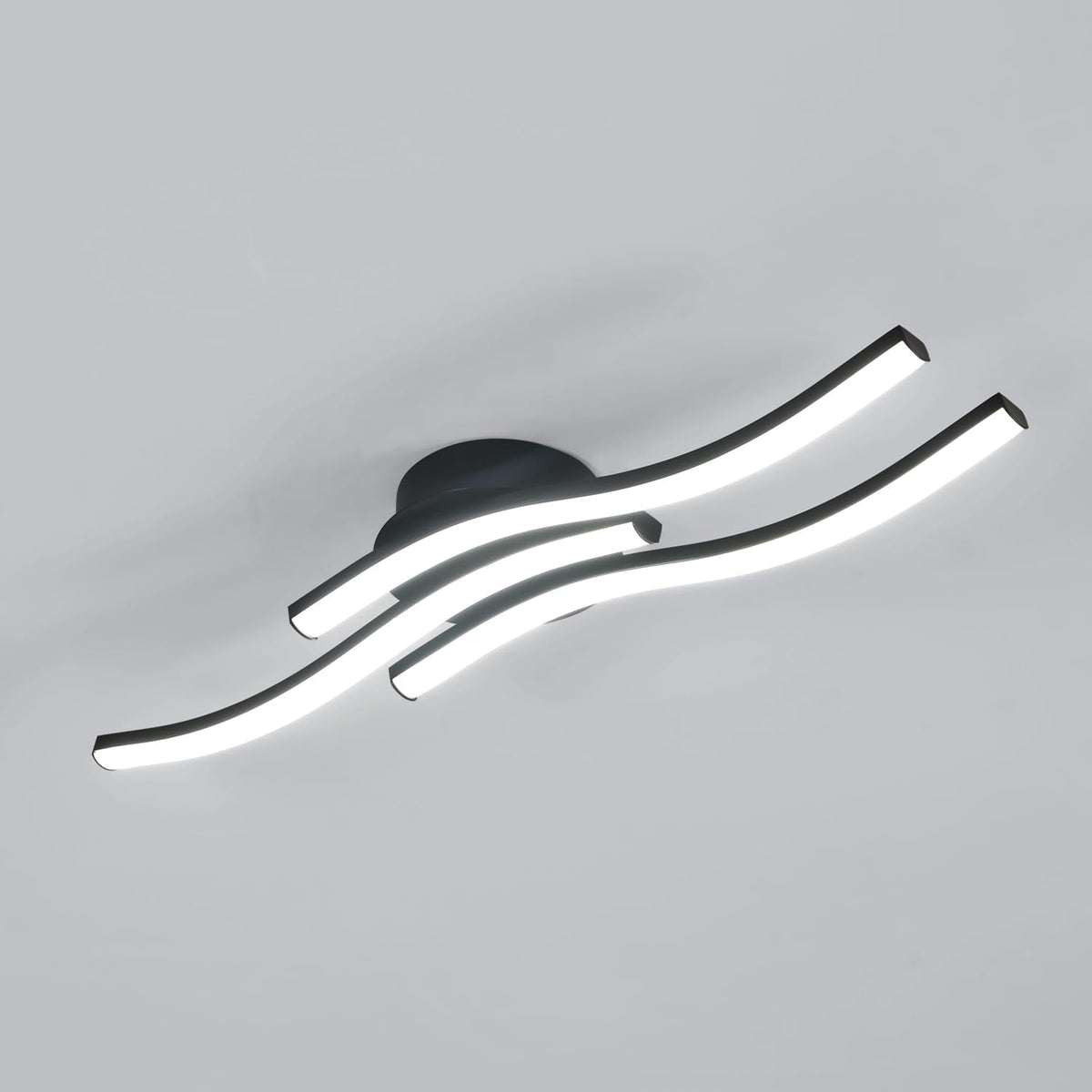 Comley Moderne LED Deckenleuchte, 20W 2050LM Kaltes Wei? 6500K Wellenf?rmig Deckenlampe LED, Deckenleuchte Schwarz f¨¹r Esszimmer, Wohnzimmer, Schlafzimmer, Chenflur, Balkon