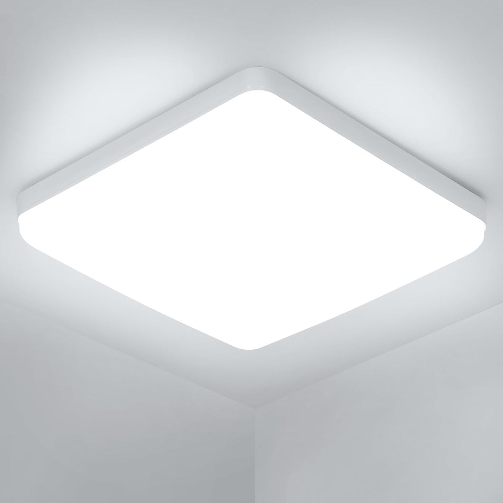 Ceiling Light - White Plastic Frame, White Light