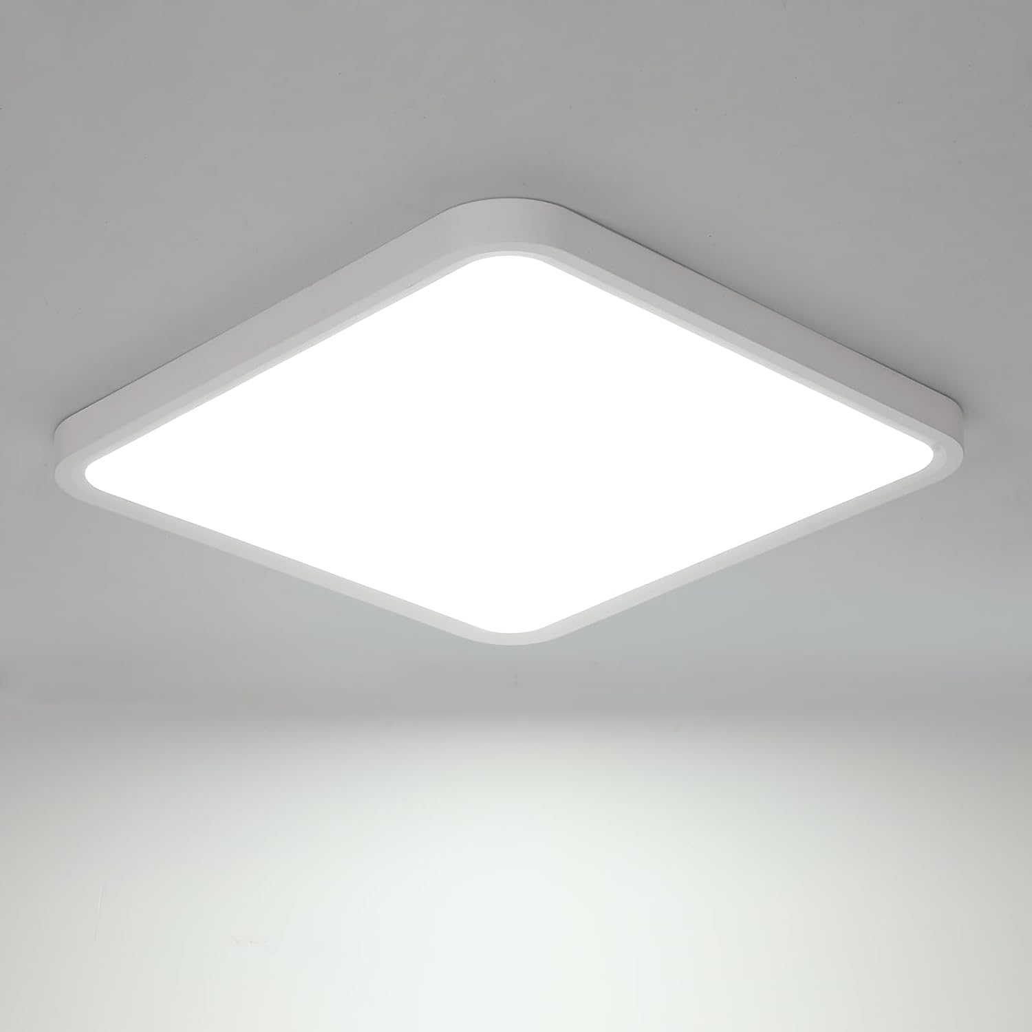Ceiling Light - White Plastic Frame, White Light