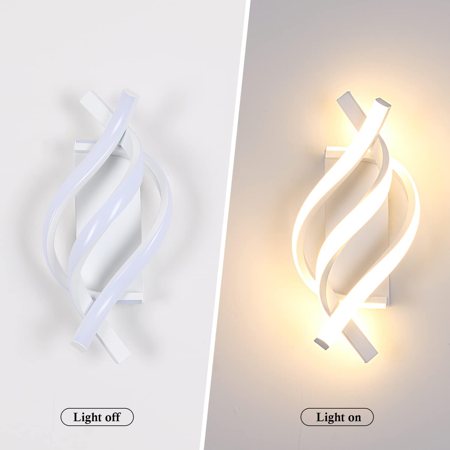 Applique da parete - Telaio in alluminio bianco, Luce calda