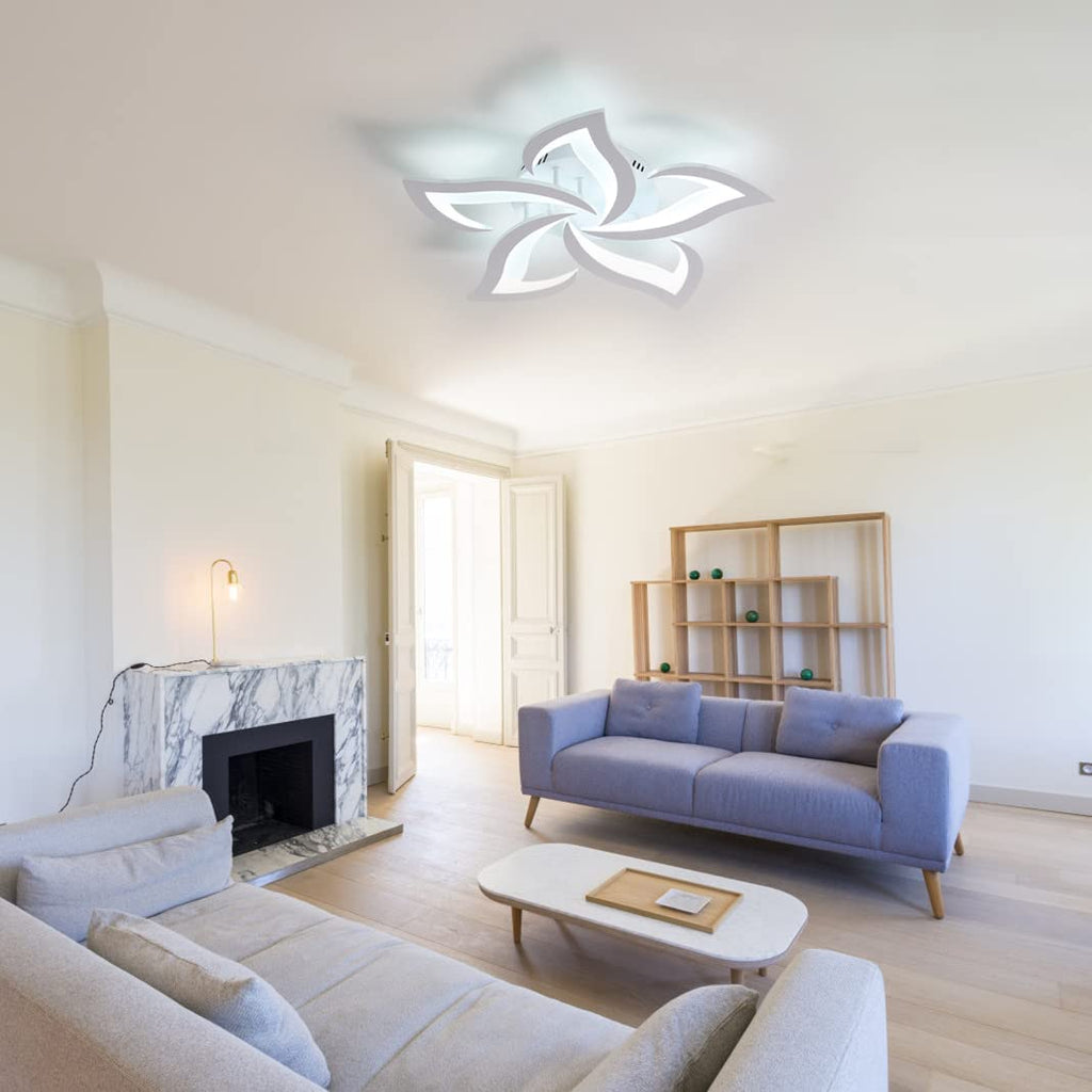 Comely Plafonnier LED, Luminaire Plafonnier 60W 6750LM, Lampe de Plafond Moderne de Pétale pour Salon Chambre Cuisine Salle à Manger, Blanc Froid 6500K, Dia 60cm