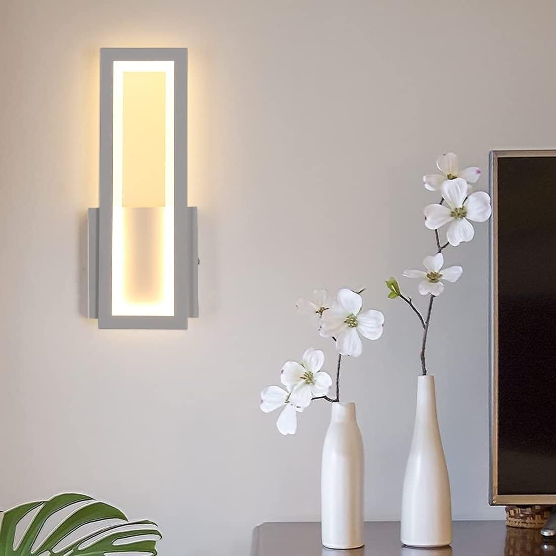 Wall Light - White Acrylic Frame, Warm Light