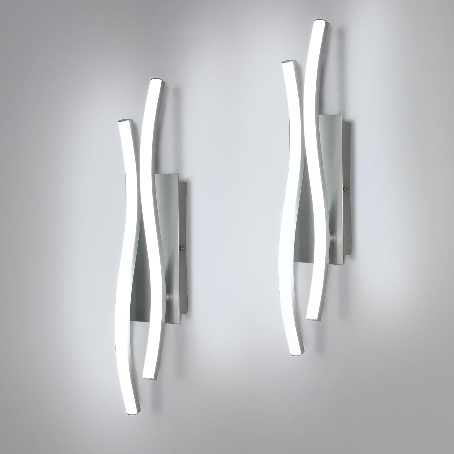 Applique - Telaio in Alluminio Argento, Luce Bianca