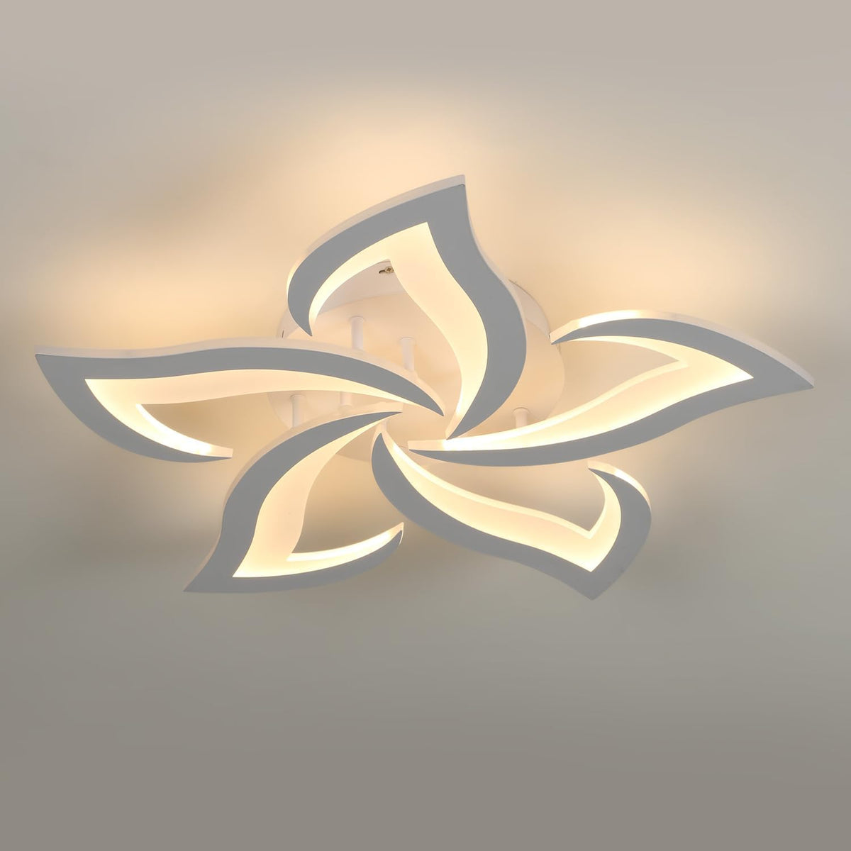 Comely Deckenlampe LED Wohnzimmer, 60cm 60W 6750LM LED Lampen Deckenleuchte, Moderne Bl¨¹tenblatt Design Lampen f¨¹r Wohnzimmer K¨¹che Schlafzimmer Esszimmer, 3000K Warmwei?es Licht, Wei?