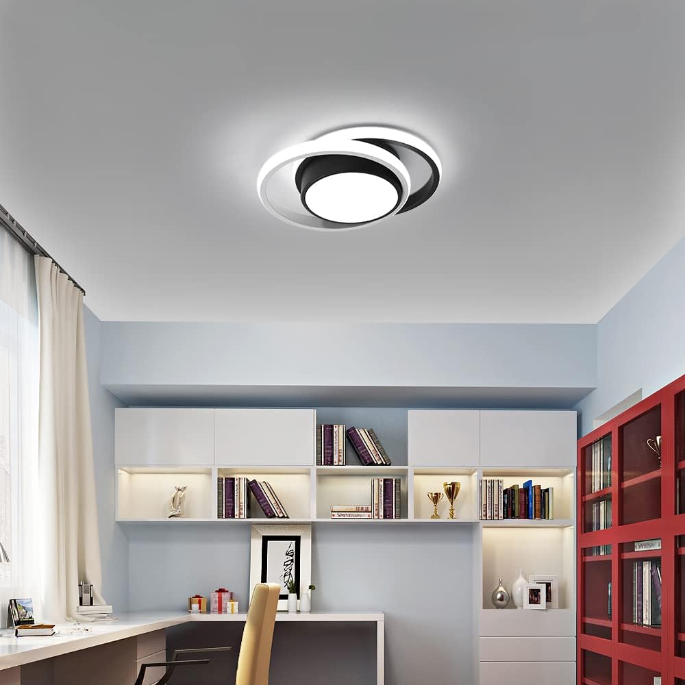 Ceiling Light - Black & White Aluminium Frame, White Light