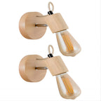 Comely Applique Murale Bois Naturel – Lot de 2, Douille E27, Design Scandinave Minimaliste, Applique Murale Intérieure pour Chambre Couloir Salon (Sans Ampoule)
