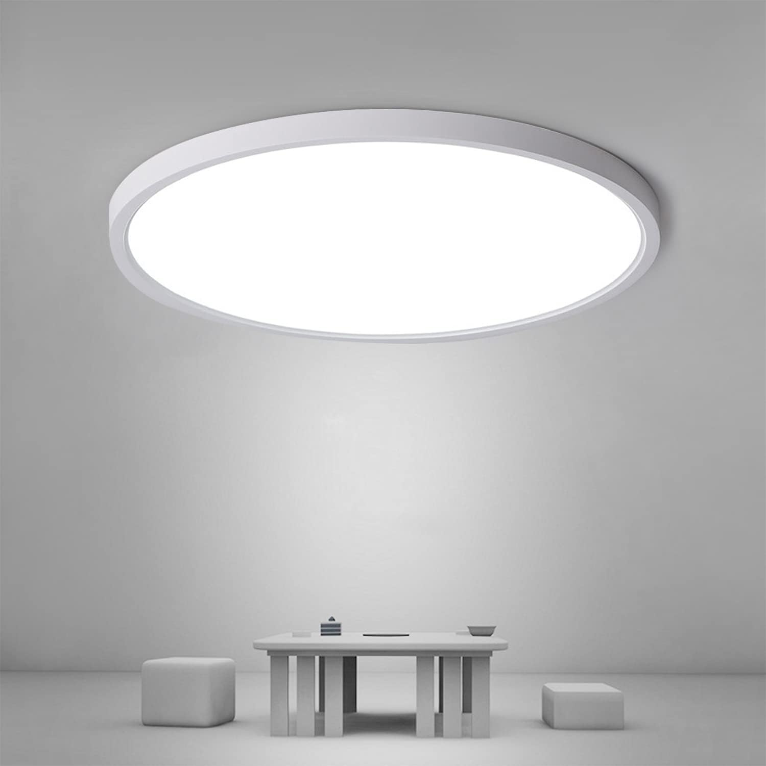 Ceiling Light - White Plastic Frame, White Light