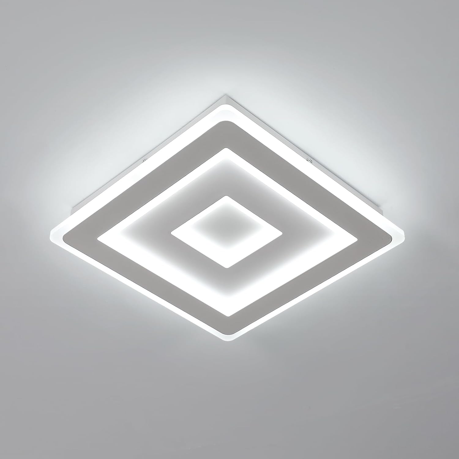 Plafoniera - Struttura in acrilico bianco, luce bianca