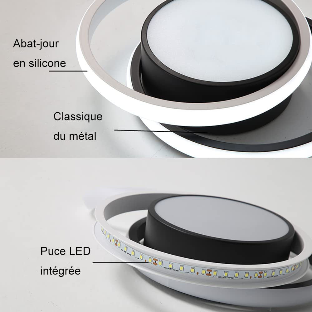 Comely Plafonnier LED, Rond Lampe de Plafond 32W, Moderne Luminaire Plafonnier pour Couloir Coucher Salle de Bains Cuisine Salon, Blanc Froid 6500K, Longueur 28cm, Nero