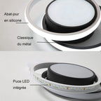 Comely Plafonnier LED, Rond Lampe de Plafond 32W, Moderne Luminaire Plafonnier pour Couloir Coucher Salle de Bains Cuisine Salon, Blanc Froid 6500K, Longueur 28cm, Nero