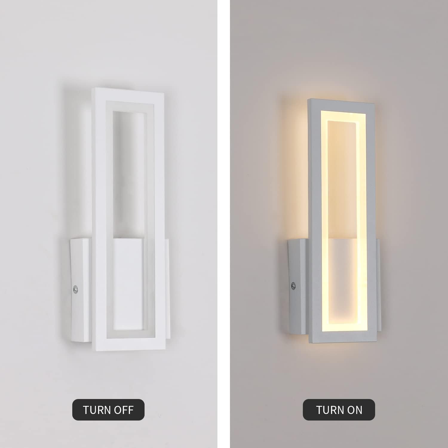 Wall Light - White Acrylic Frame, Warm Light