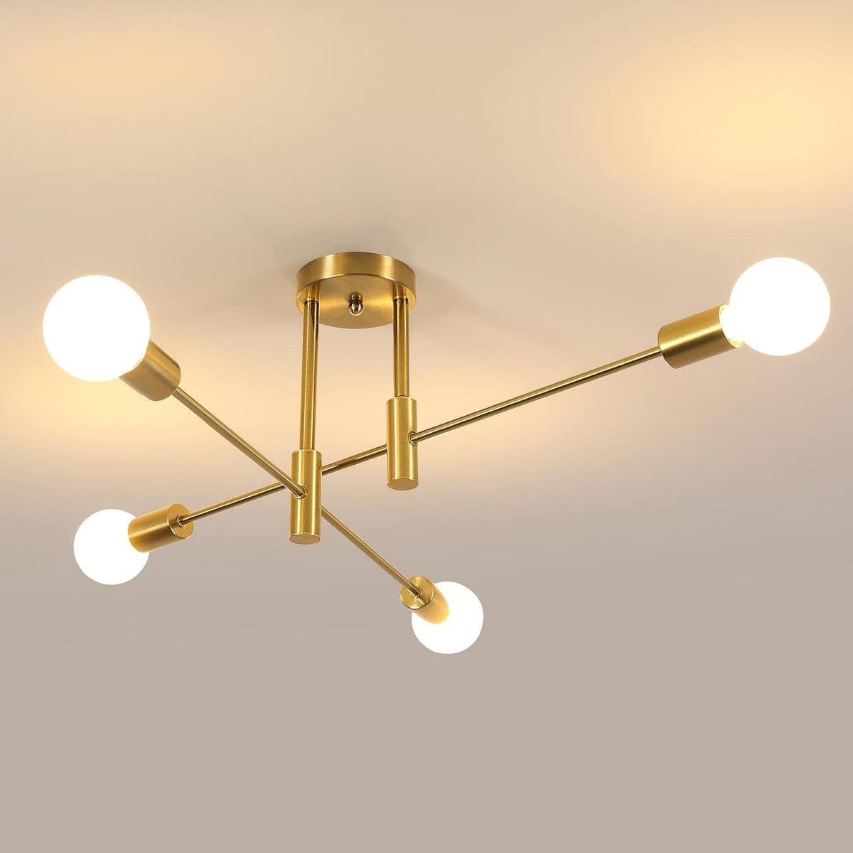 Comely Deckenleuchte Vintage Industrial, 4 Flammig E27 Deckenlampe Retro Vintage, Gold Kronleuchter Modern f¨¹r Wohnzimmer Esszimmer Schlafzimmer K¨¹che Hotel Bar