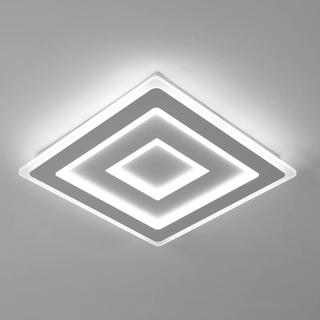 Comely Plafonnier LED Carré Moderne, 52W 5850LM Lampe de Plafond LED, Acrylique Luminaire Plafonnier Intérieur Blanc pour Chambre à Coucher, Salon, Couloir, Lumière Blanche 6500K, 40cm