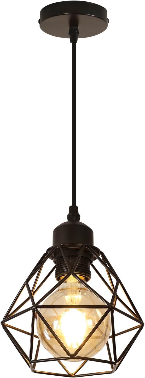 Comely Vintage Pendelleuchte H?ngelampe, E27 Schwarz K?fig H?ngende Lampe, Retro Industrial Lampenschirm Light, Decke Deckenlampe H?ngeleuchte f¨¹r K¨¹che, Wohnzimmer Schlafzimmer Esstisch