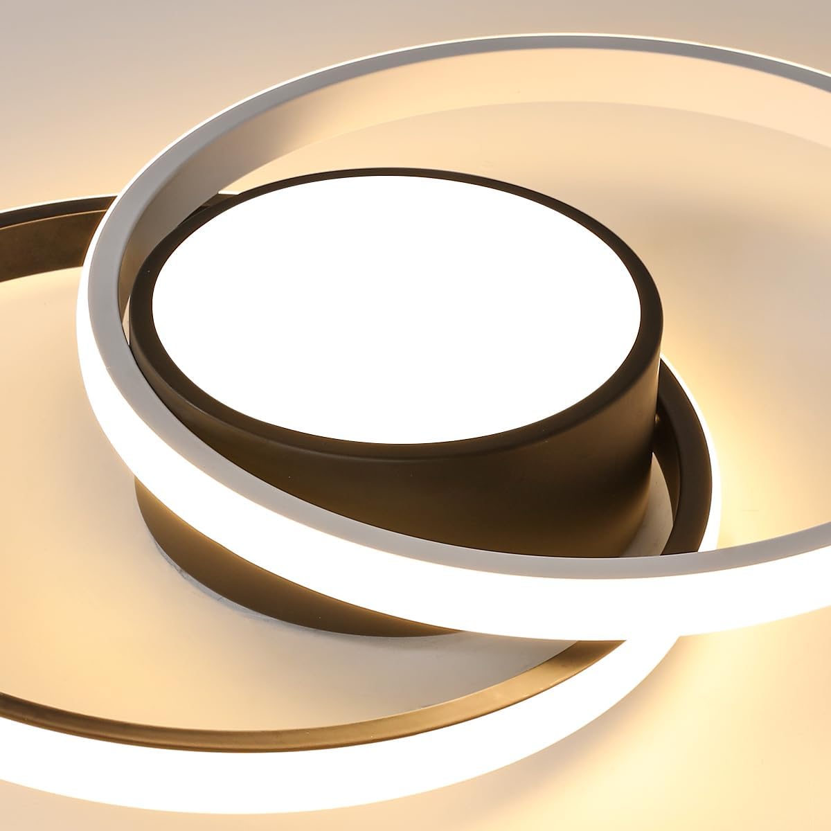 Ceiling Light - Black & White Metal Frame, Warm Light
