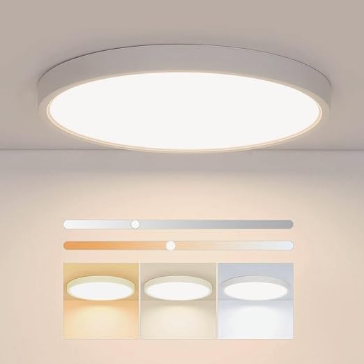 Comely LED Ceiling Light Dia40cm, 36W Flat Round Ceiling Lamp, IP44 Waterproof, 3000K/4500K/6500K Cool White Lights for Living Room, Bedroom, Bathroom, Kitchen Lamp, Hallway