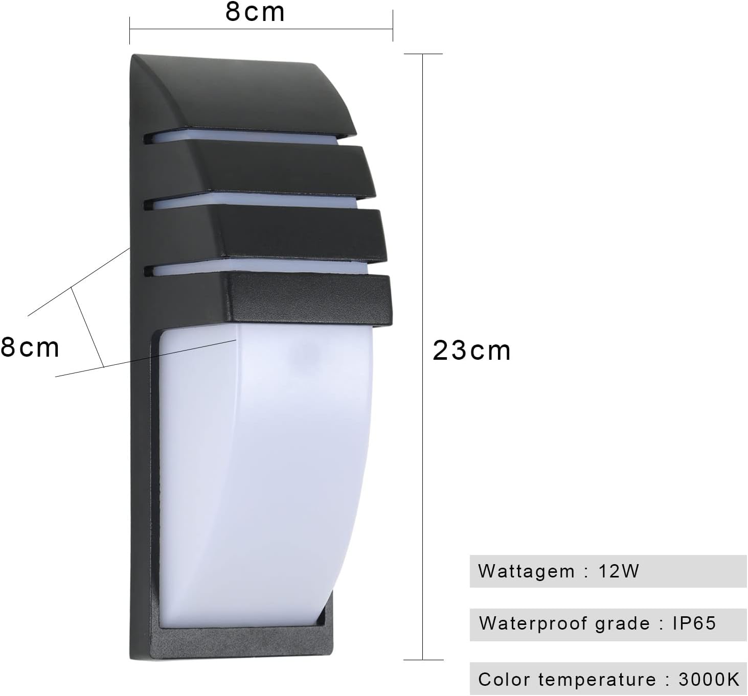 Wall Light - Black Aluminium Frame, Warm Light