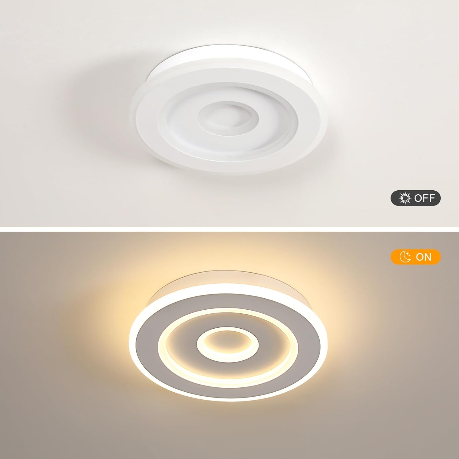 Comely Plafonnier LED Rond Moderne, 28W 28cm Lampe de Plafond LED, Blanc Luminaire Plafonnier Intérieur pour Chambre à Coucher, Salon, Couloir, Lumière Chaude 3000K