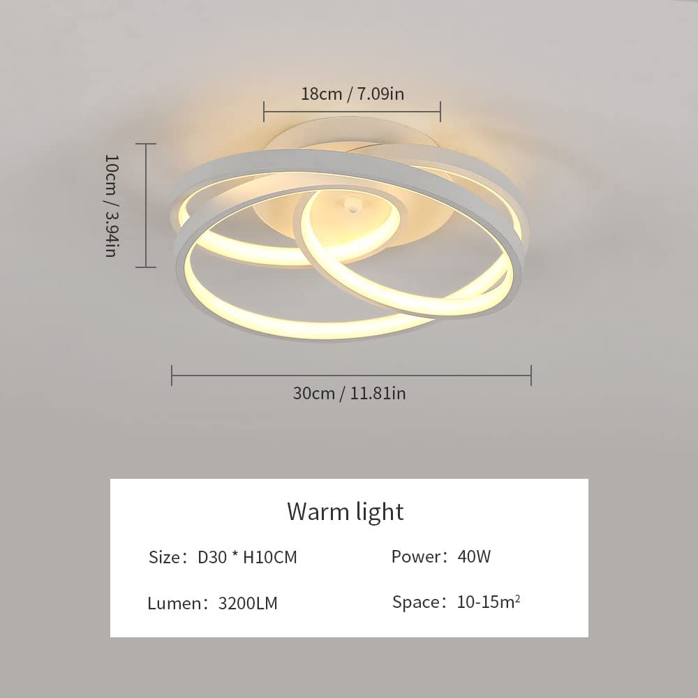 Ceiling Light - White Aluminium Frame, Warm Light