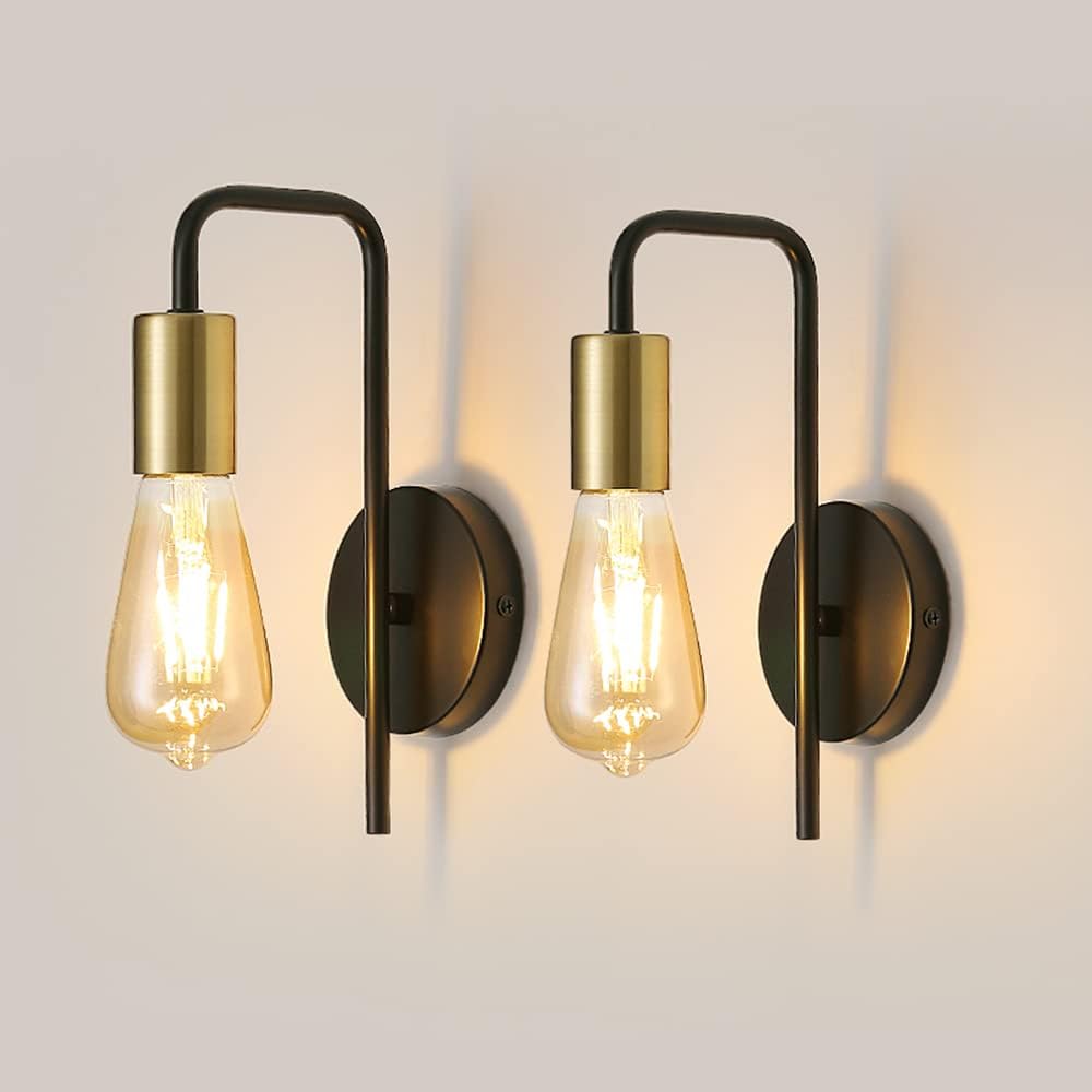 Wandleuchte – Metallrahmen Schwarz & Gold