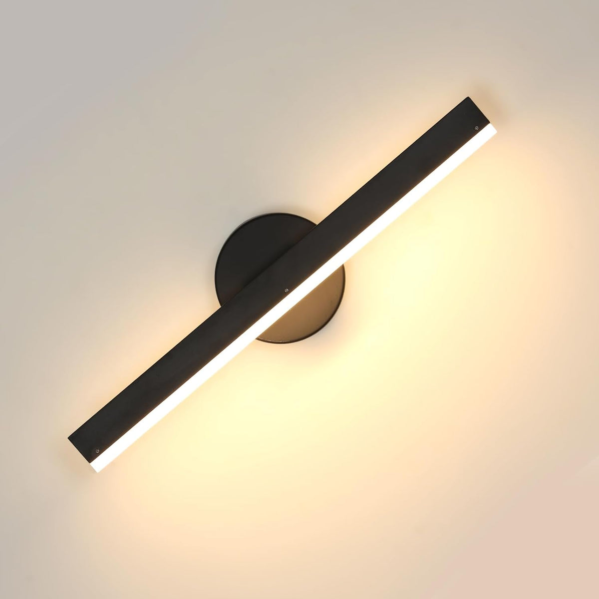 Comely LED Indoor Wall Light Rotatable, 12W Modern LED Wall Lamp 3000K Warm White Light, Schwarze Acrylic Wall Lighting for Bedroom, Living Room, Stairwell, Hallway