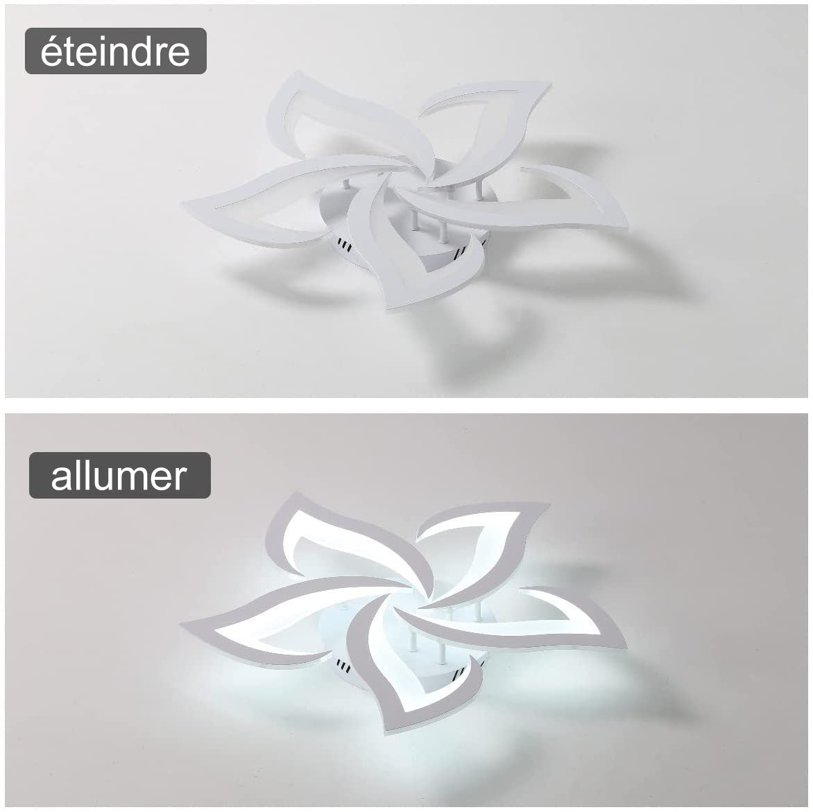 Comely Plafonnier LED, Luminaire Plafonnier 60W 6750LM, Lampe de Plafond Moderne de Pétale pour Salon Chambre Cuisine Salle à Manger, Blanc Froid 6500K, Dia 60cm