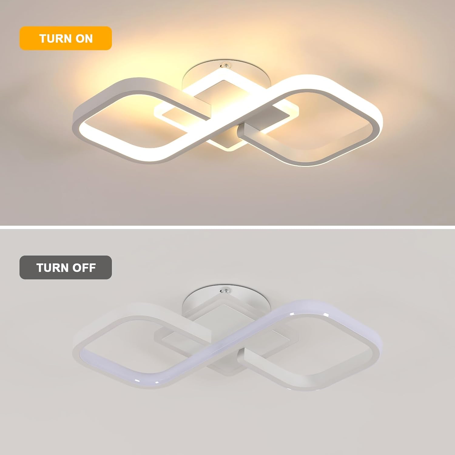 Comely Plafonnier LED Carré Moderne, 36W 4050LM 40.5cm Lampe de Plafond LED, Acrylique Luminaire Plafonnier Intérieur Blanc pour Chambre à Coucher, Salon, Couloir, Lumière Chaude 3000K