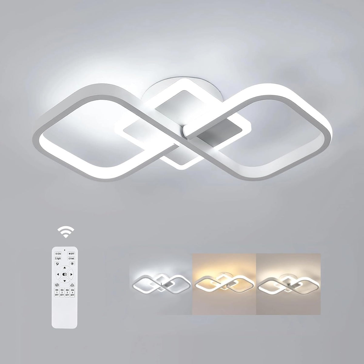 Comely LED Deckenleuchte Dimmbar Quadrat, 40W 40cm Moderne Wei? LED deckenlampe mit Fernbedienung f¨¹r Schlafzimmer, Wohnzimmer, Dimmbar 3000K-6500K