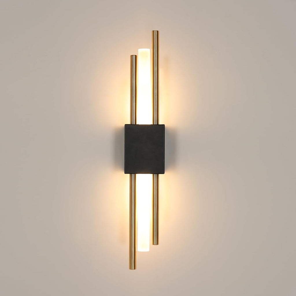 Wall Light - Black & Gold Acrylic Frame, Warm Light