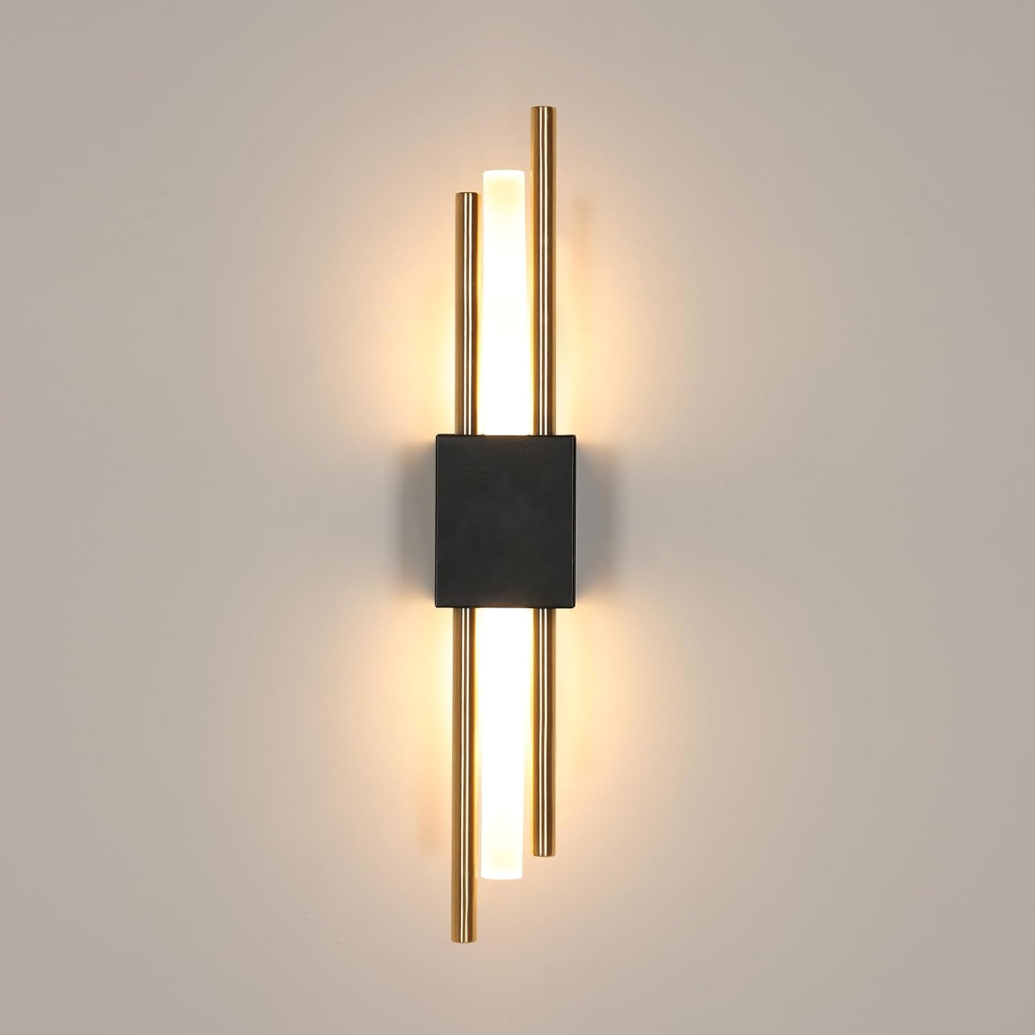 Wall Light - Black & Gold Acrylic Frame, Warm Light