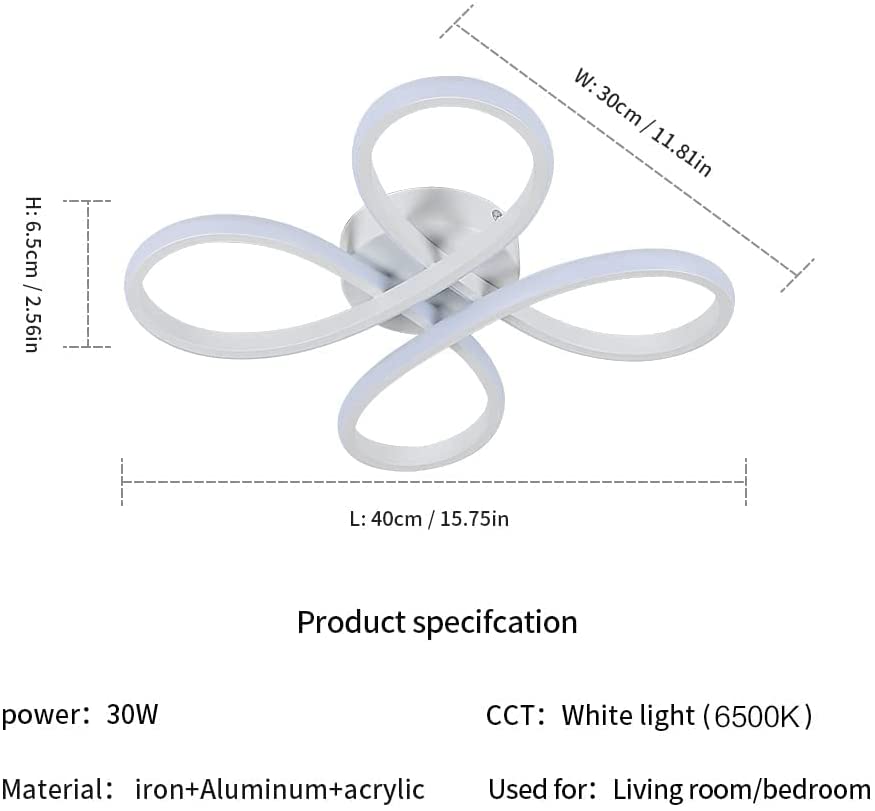 Comely Plafonnier LED Moderne, 30W 3400LM 30cm Lampe de Plafond, Luminaire Plafonnier LED pour Chambre salon, Salle à manger Cuisine, Lumière Blanche Froide 6500K, Blanc