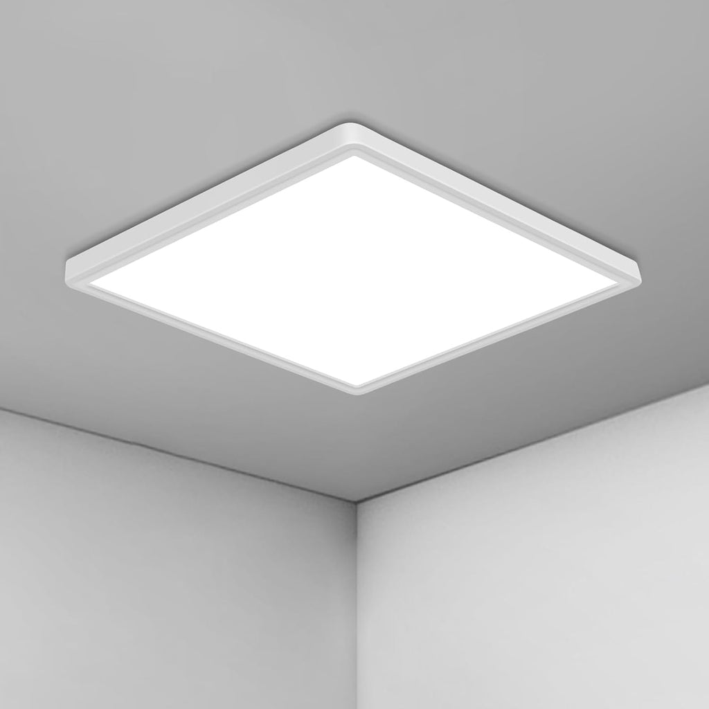 Ceiling Light - White Plastic Frame, White Light