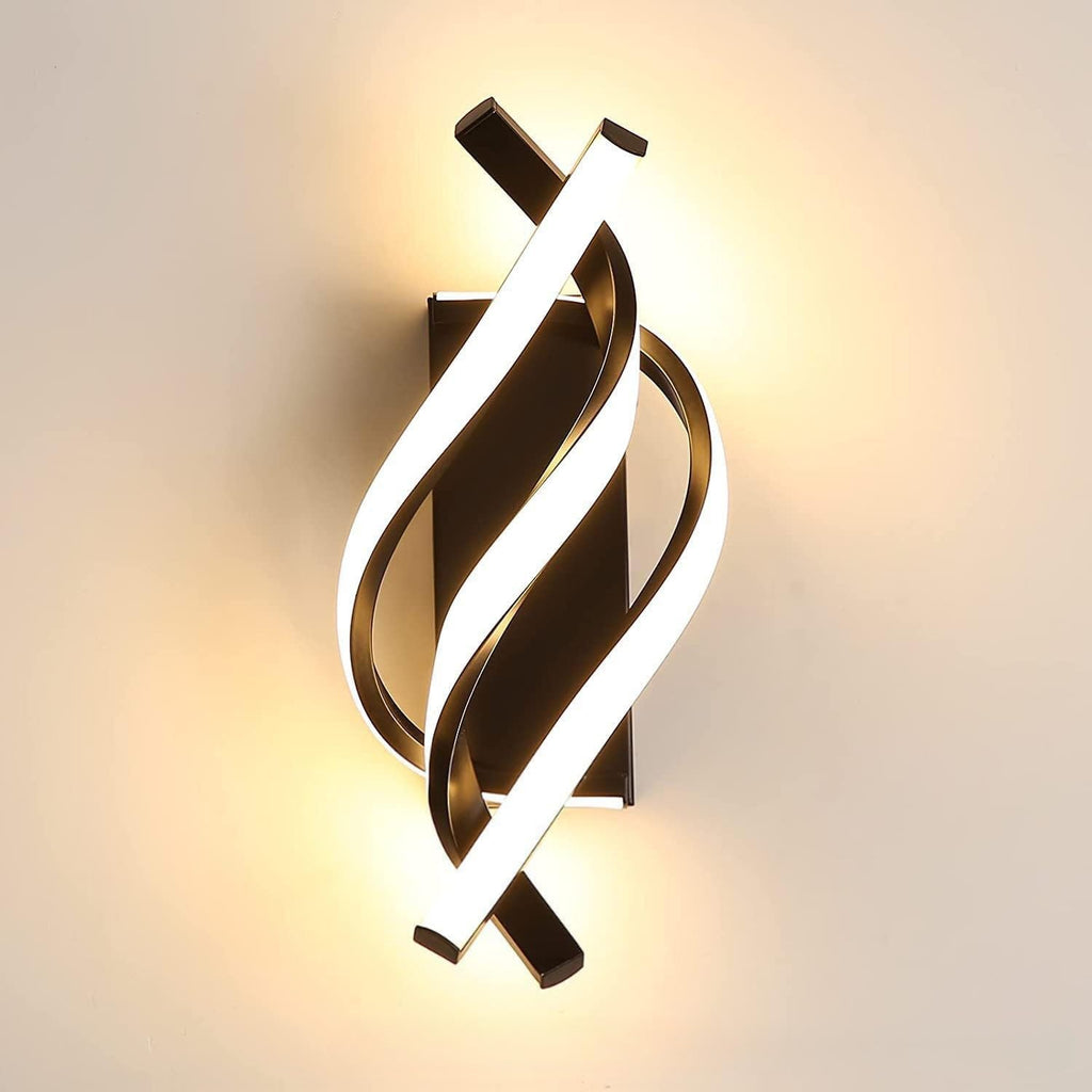 Applique - Telaio in alluminio nero, luce calda