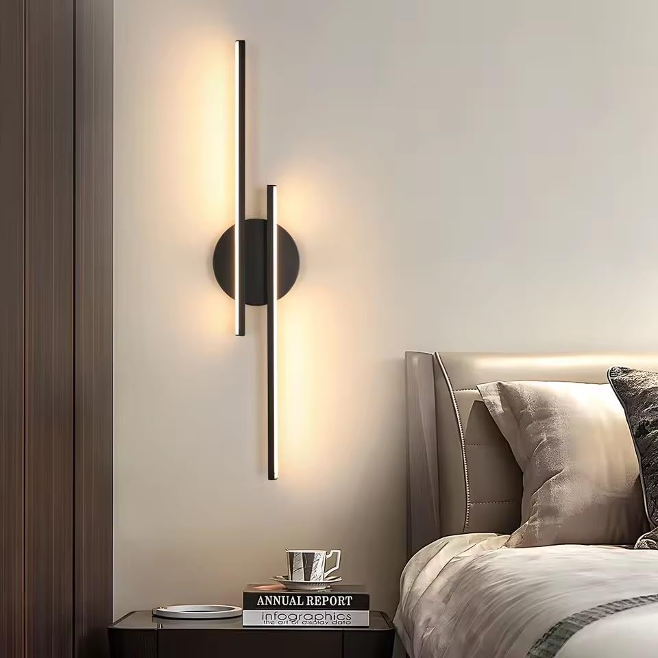 Comely Wandleuchte Innen Modern, 24W 2700LM Wandlampe Modern, Schwarz Wandbeleuchtung LED f¨¹r Wohnzimmer, Schlafzimmer, Treppen, Flur, K¨¹che, 3000K Warmwei?es Licht