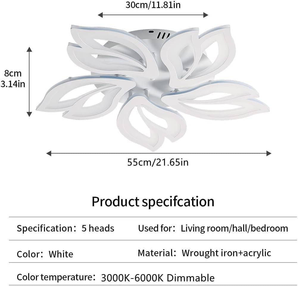 Ceiling Light - White Acrylic Frame, Tunable and Dimmable