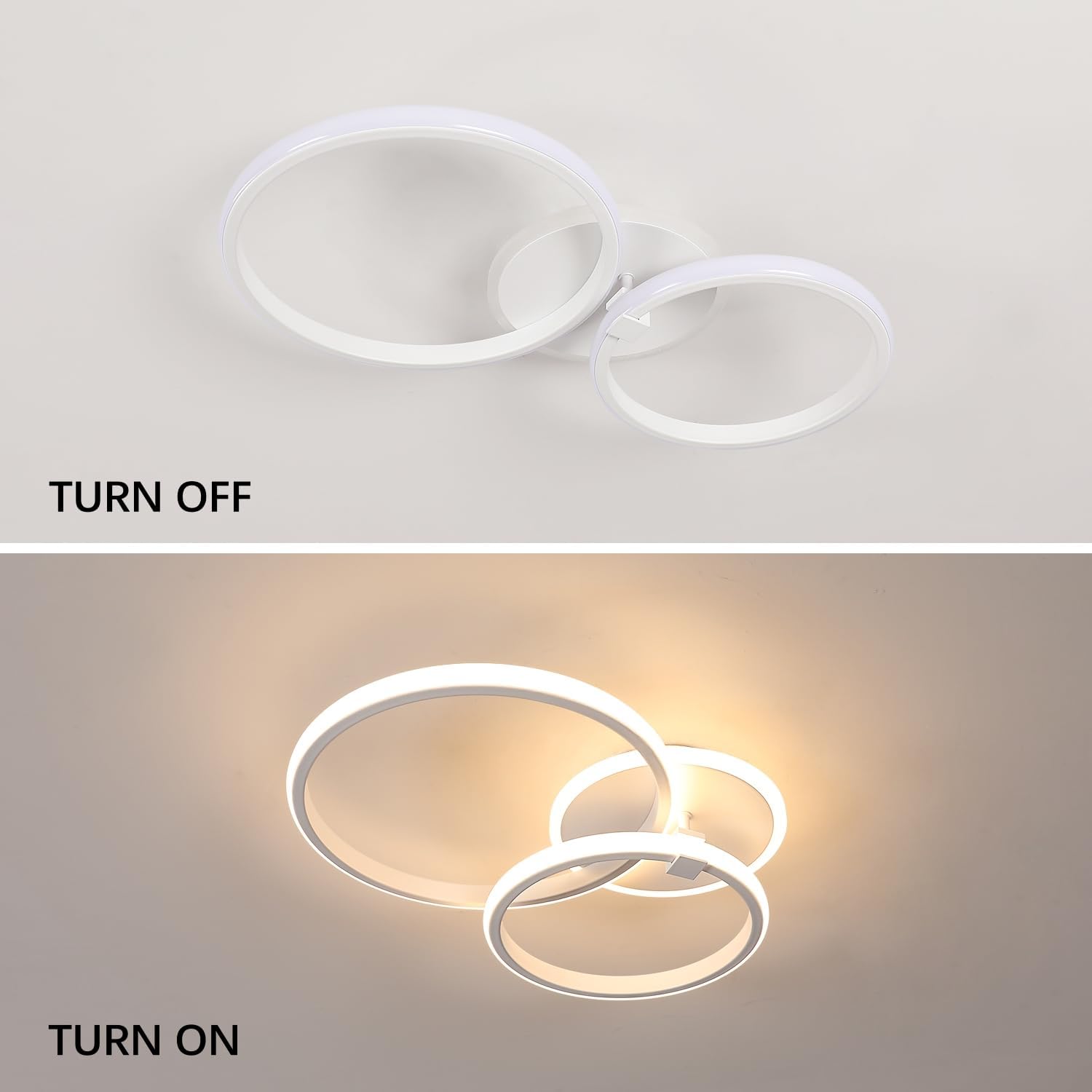 Ceiling Light - White Acrylic Frame, Warm Light