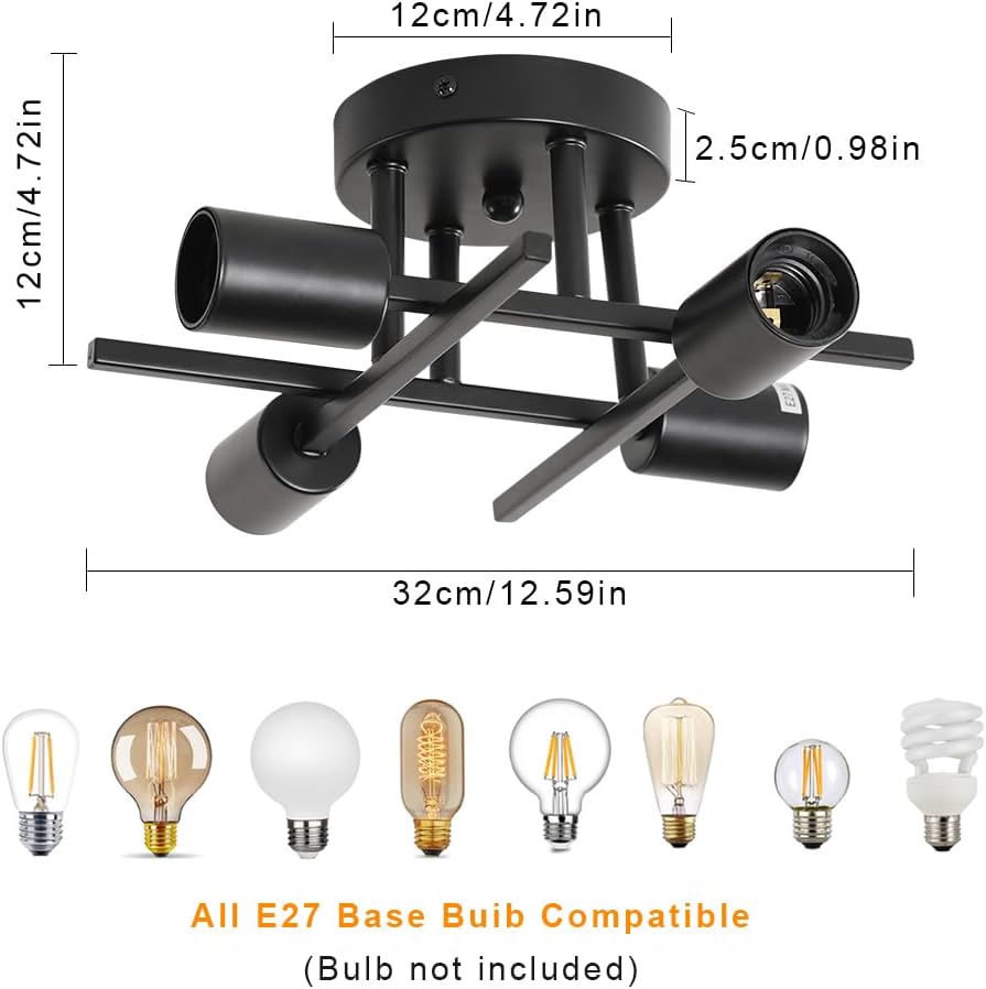 Ceiling Light - Black Metal Frame
