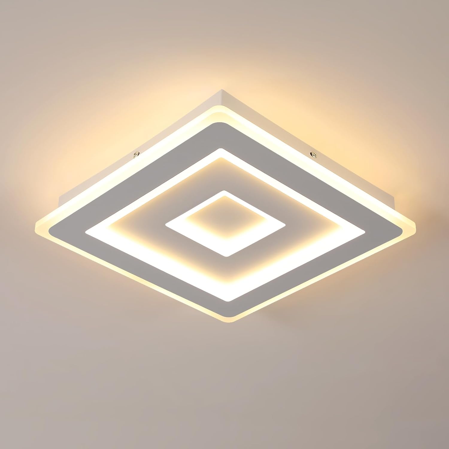 Plafoniera - Struttura in acrilico bianco, Luce calda