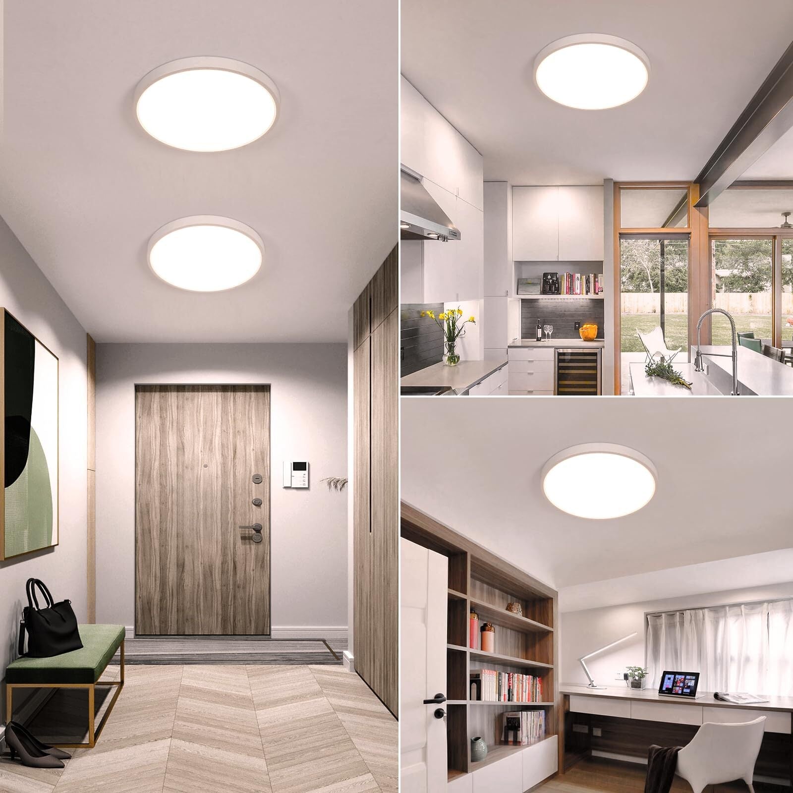 Ceiling Light - White Plastic Frame, Natural Light