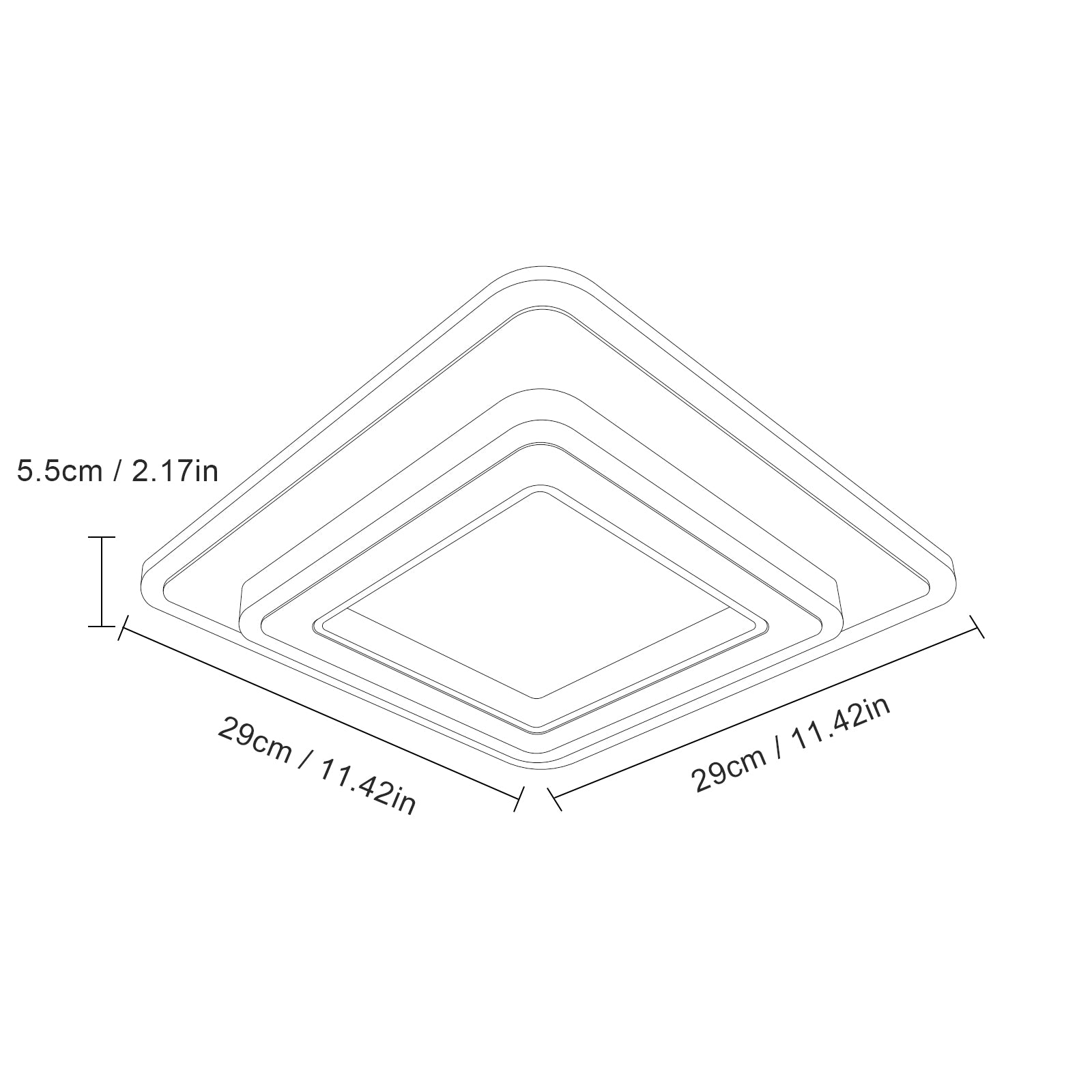 Ceiling Light - White Acrylic Frame, White Light