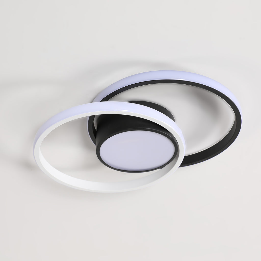 Ceiling Light - Black & White Metal Frame, White Light
