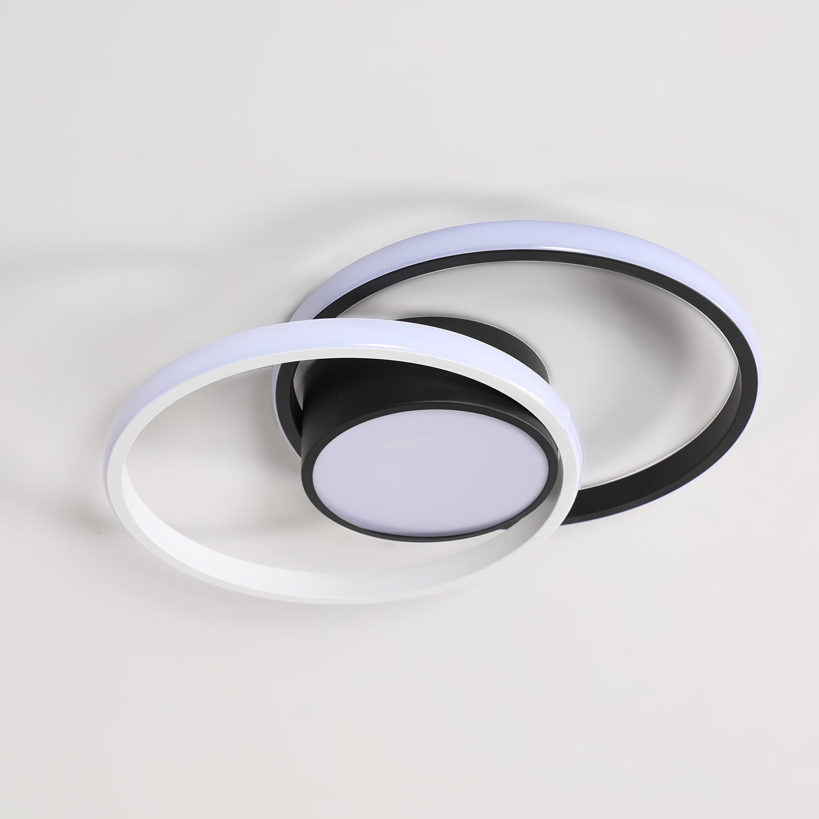 Ceiling Light - Black & White Metal Frame, White Light