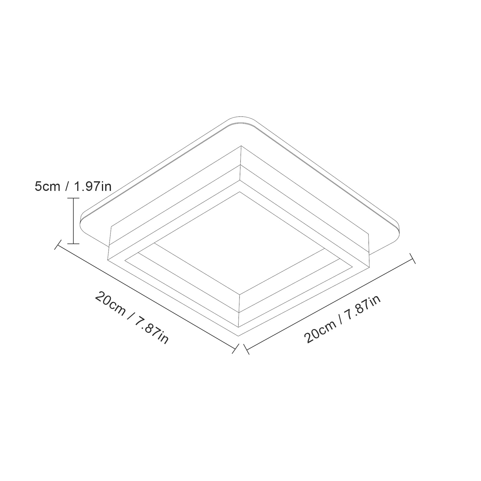 Ceiling Light - Black & White Acrylic Frame, Natural Light