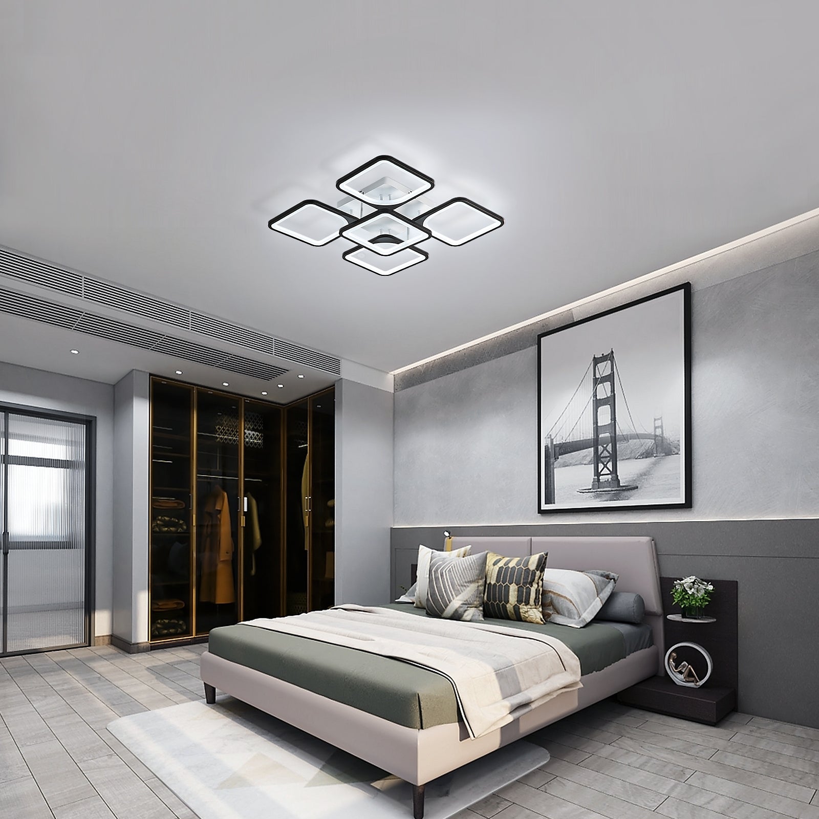 Ceiling Light - Black Acrylic Frame, White Light