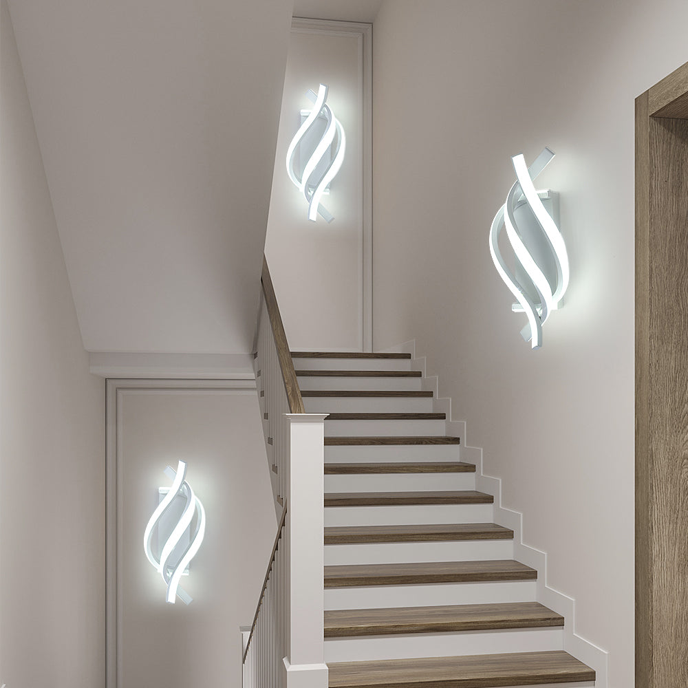 Applique da Parete - Struttura in Alluminio Bianco, Luce Bianca