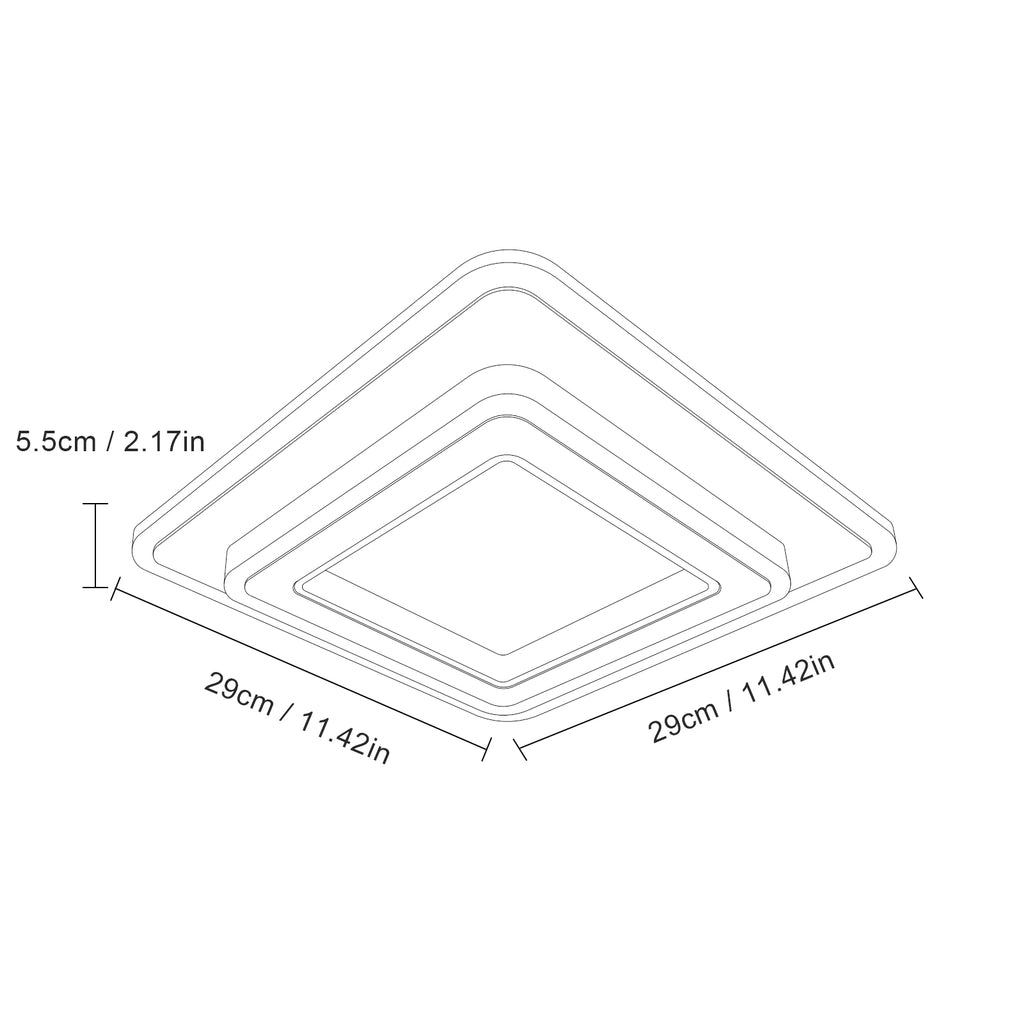 Ceiling Light - White Acrylic Frame, Warm Light
