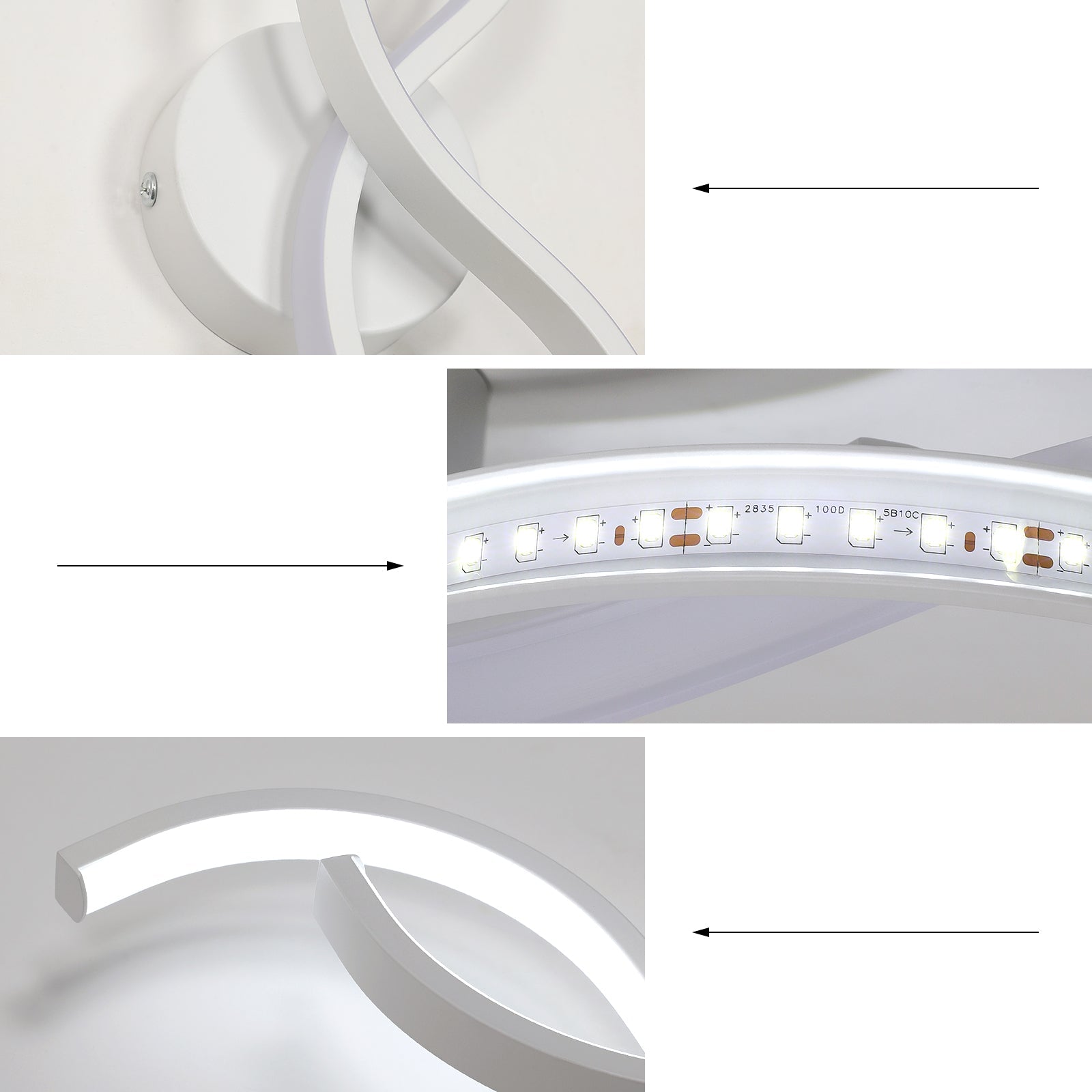 Wall Light - White Aluminium Frame, White Light