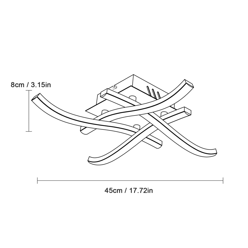 Comely Plafonnier LED 28W 3200LM, Noir Luminaire LED Salon Dimmable avec Télécommande 3000K-6500K, Éclairage de Plafond pour Chambre, Salle à Manger, Cuisine