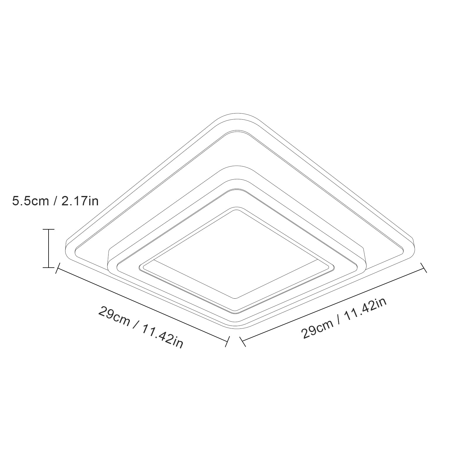 Ceiling Light - Black & White Acrylic Frame, White Light