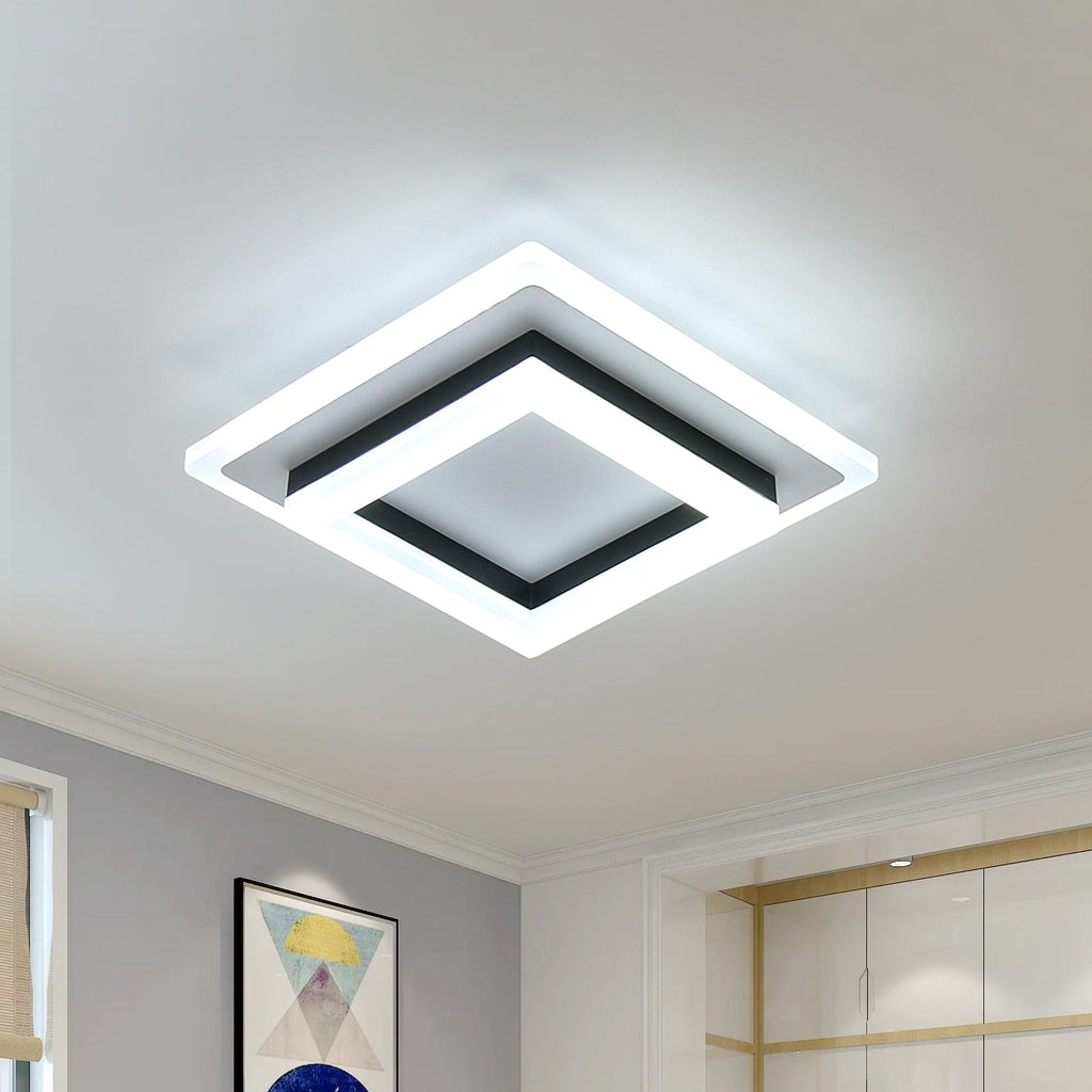 Ceiling Light - Black & White Acrylic Frame, White Light